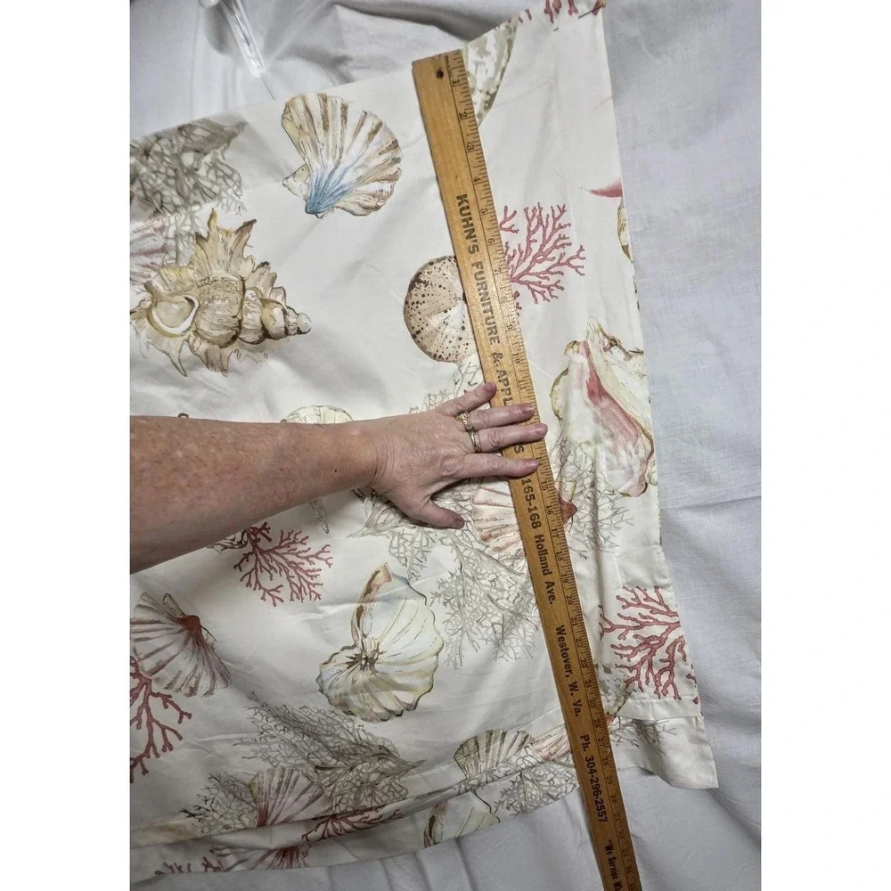 Pottery Barn Seashell Coral Euro Sham 29x29 Cotton Coastal Beach Nautical